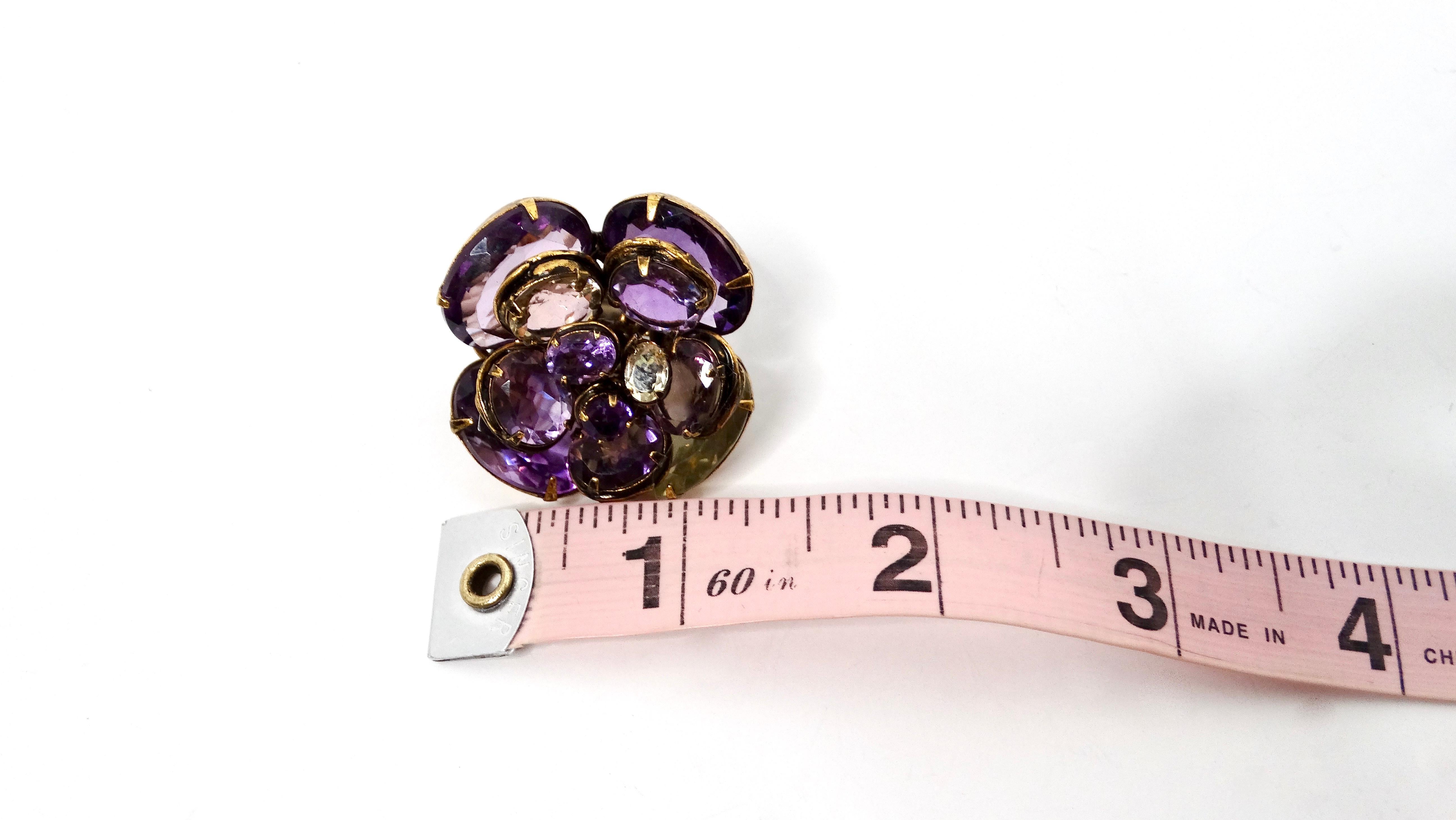 Pendientes de clip vintage con motivos florales inspirados en la amatista en venta 2