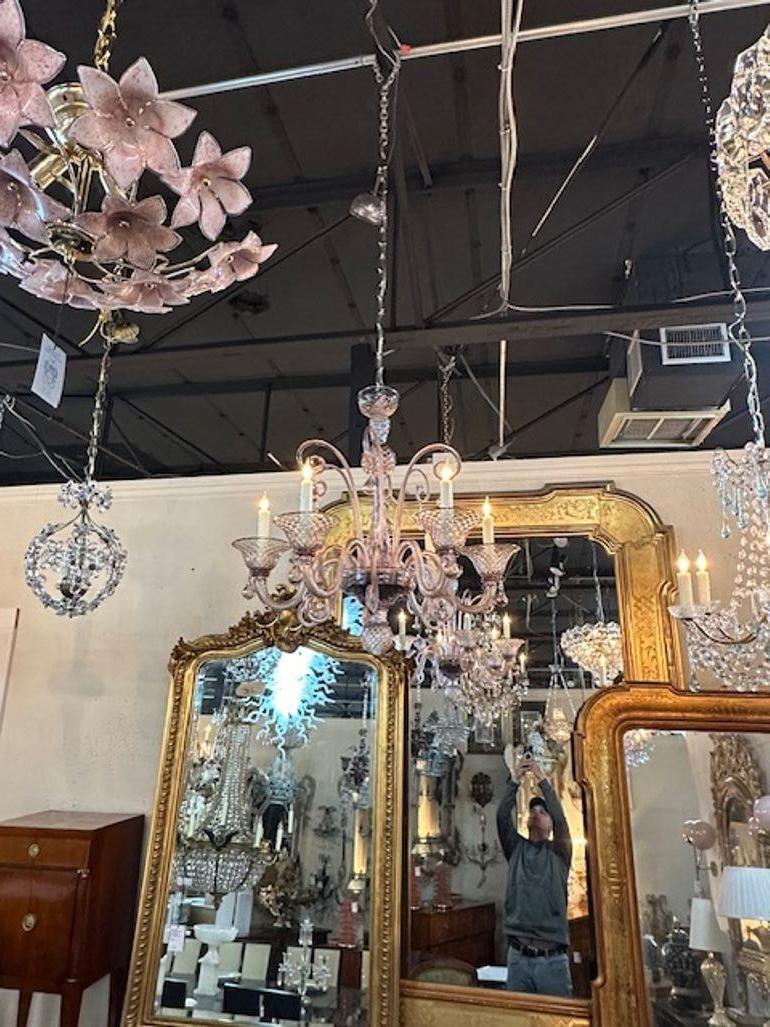 Vintage Amethyst Murano Chandelier In Good Condition For Sale In Dallas, TX