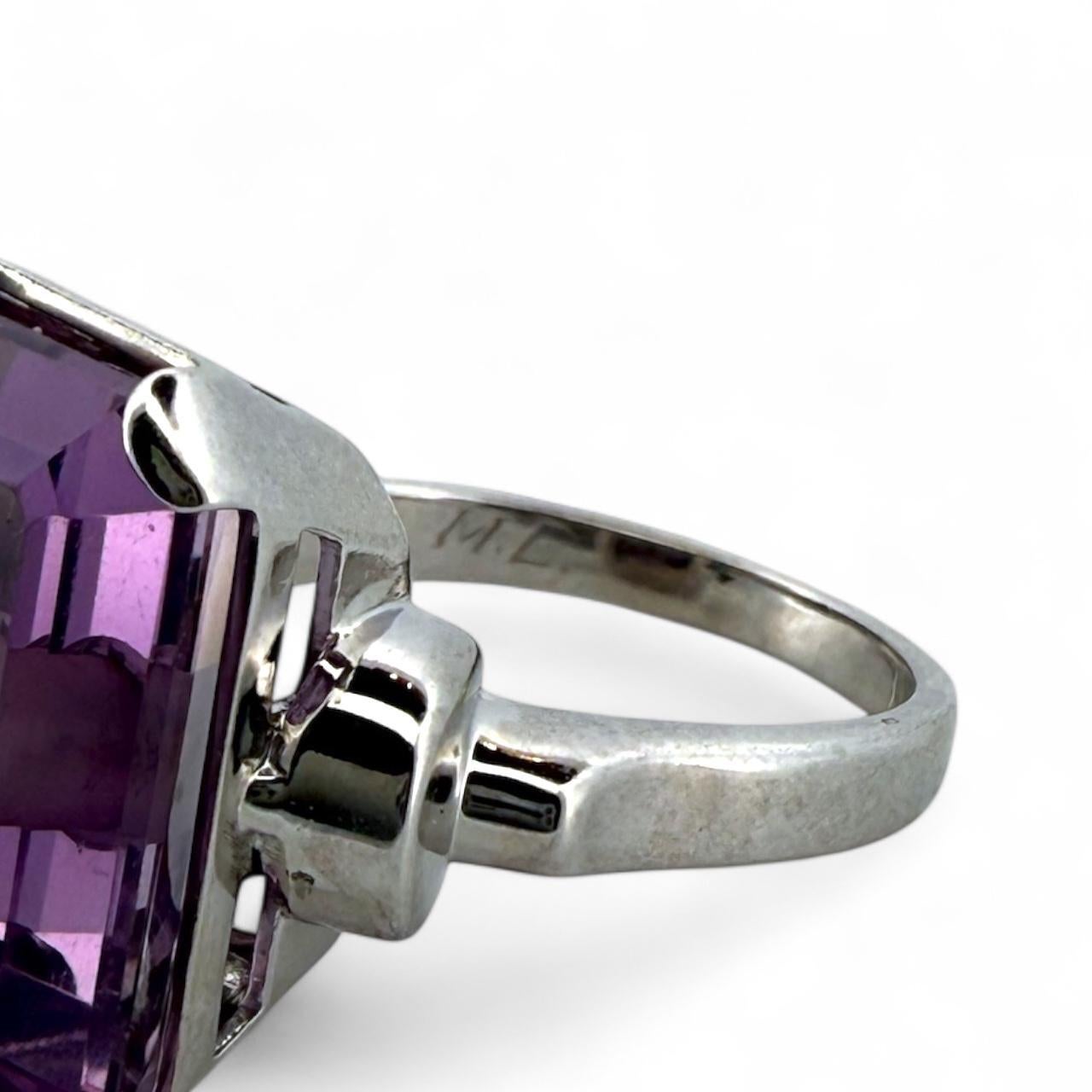 Vintage Amethyst & Old Mine Cut Diamant Illusion Set Cocktail Ring im Angebot 5