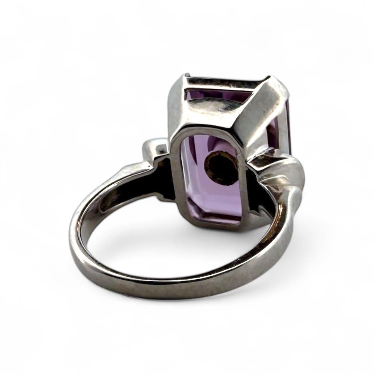 Vintage Amethyst & Old Mine Cut Diamant Illusion Set Cocktail Ring im Angebot 3