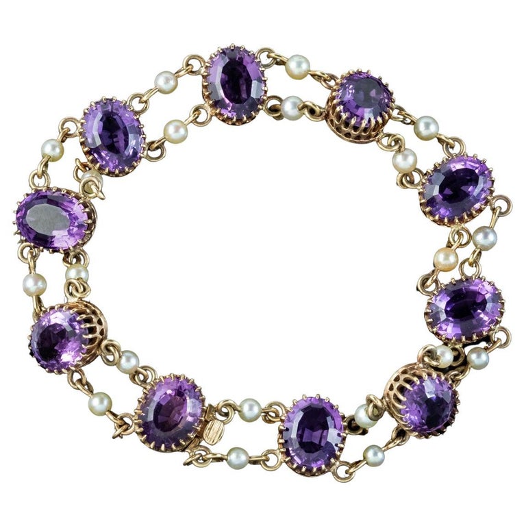 Amethyst and pearl bracelet clearance