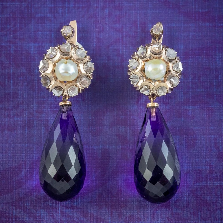 Vintage Drop Earrings with Bubble Texture and Multicolored Gemstones