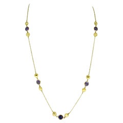 Vintage Ametista e Topazio Viola Collana lunga in oro 18 carati