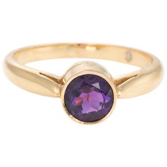 Vintage Amethyst Ring 14 Karat Yellow Gold Round Stacking Band Estate Jewelry Vintage Amethyst Ring 14 Karat Yellow Gold Round Stacking Band Estate Jewelry