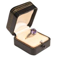 Vintage Round Cut Amethyst Ring. 1.90ct Amethyst Ring 18K White Gold Platinum