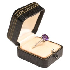 Vintage Round Cut Amethyst Ring. 1.90ct Amethyst Solitaire Ring Platinum French
