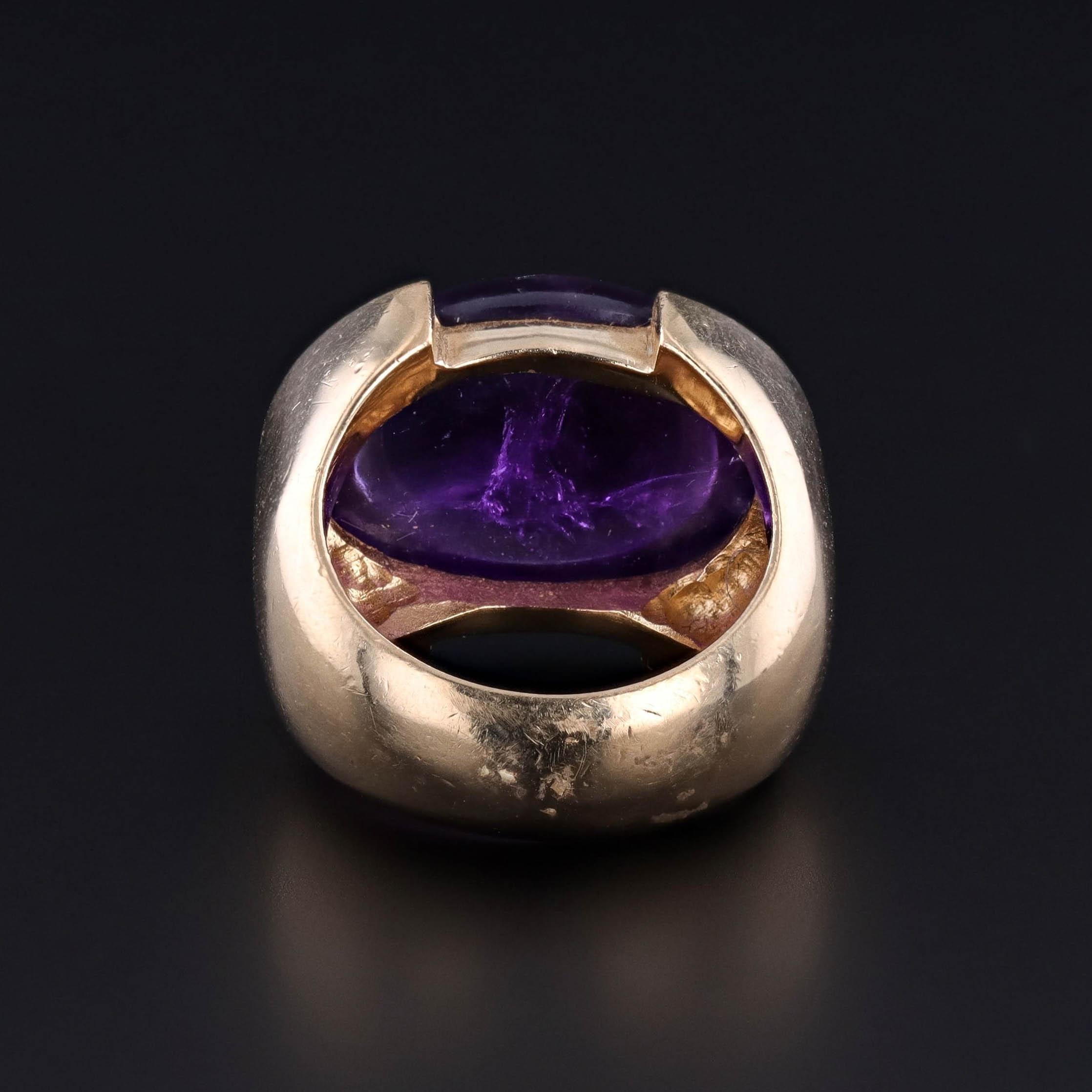 Cabochon Anello d'ametista vintage in oro 14k in vendita