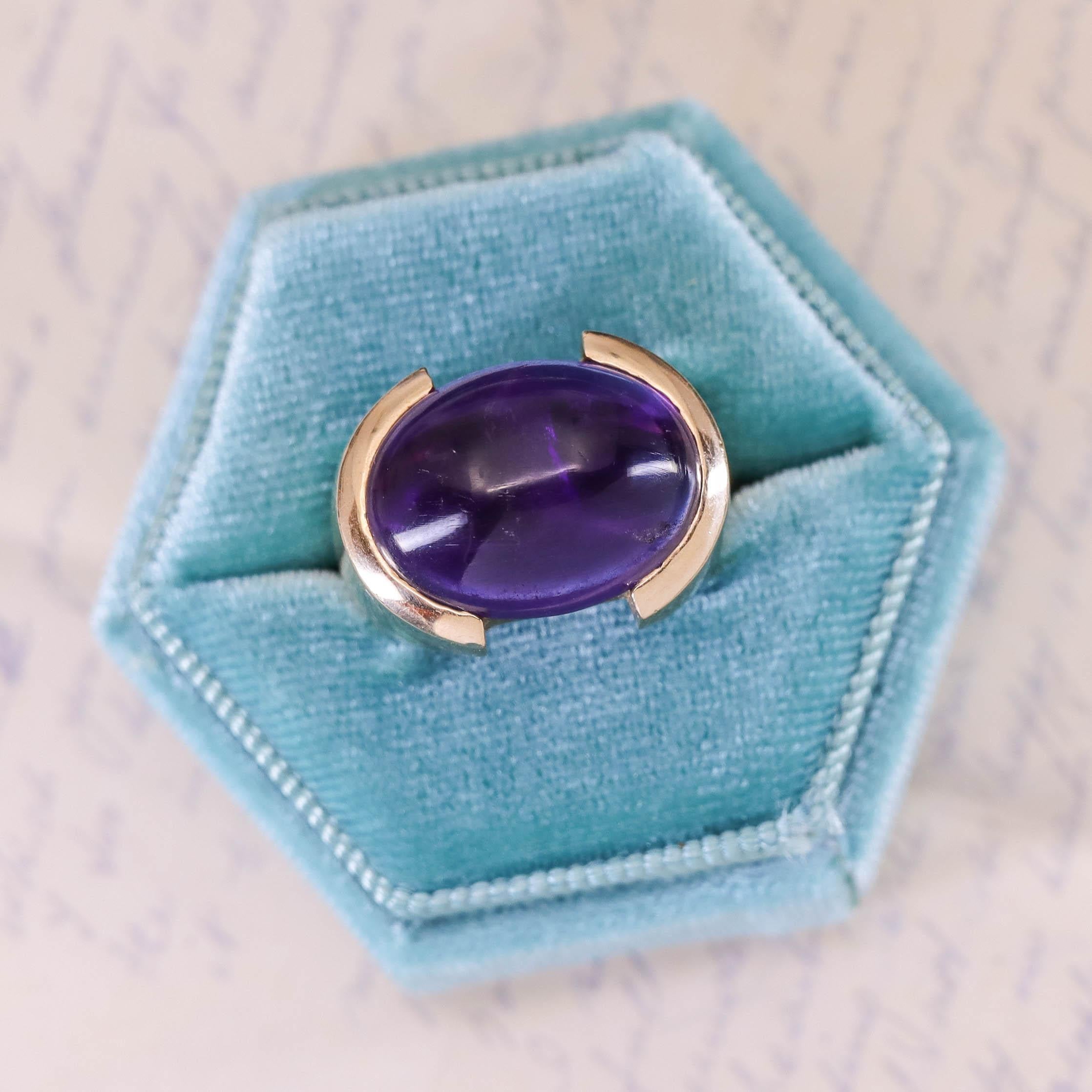 Anello d'ametista vintage in oro 14k in vendita 1