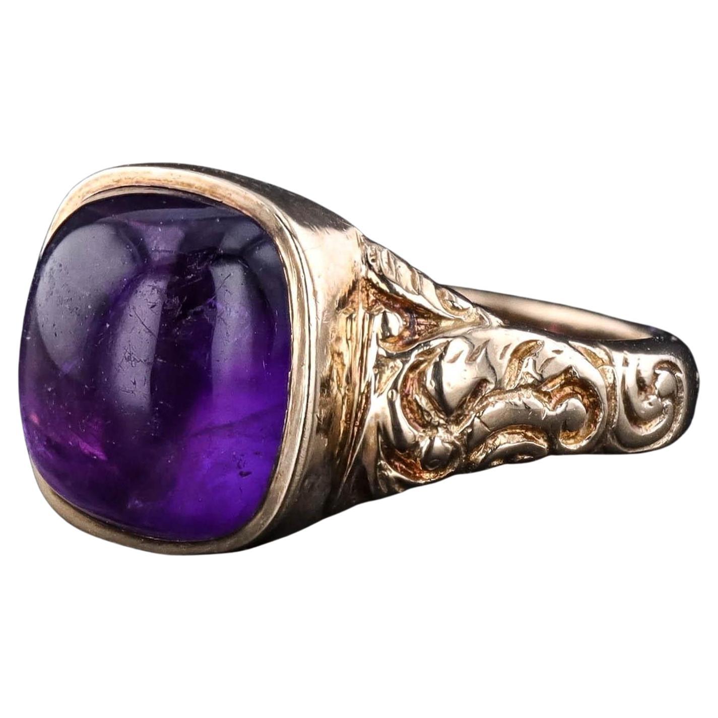 Anillo vintage de amatista de oro de 9 ct