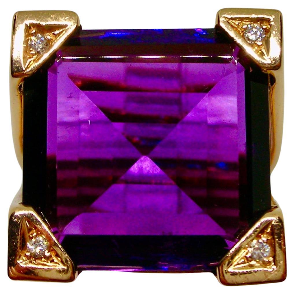 Vintage Amethyst Ring With Diamonds For Sale