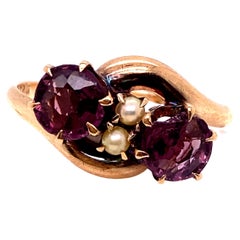 Vintage Amethyst Ring mit Perlen 1ct Antik 1870er KirchBerg viktorianisch 14K