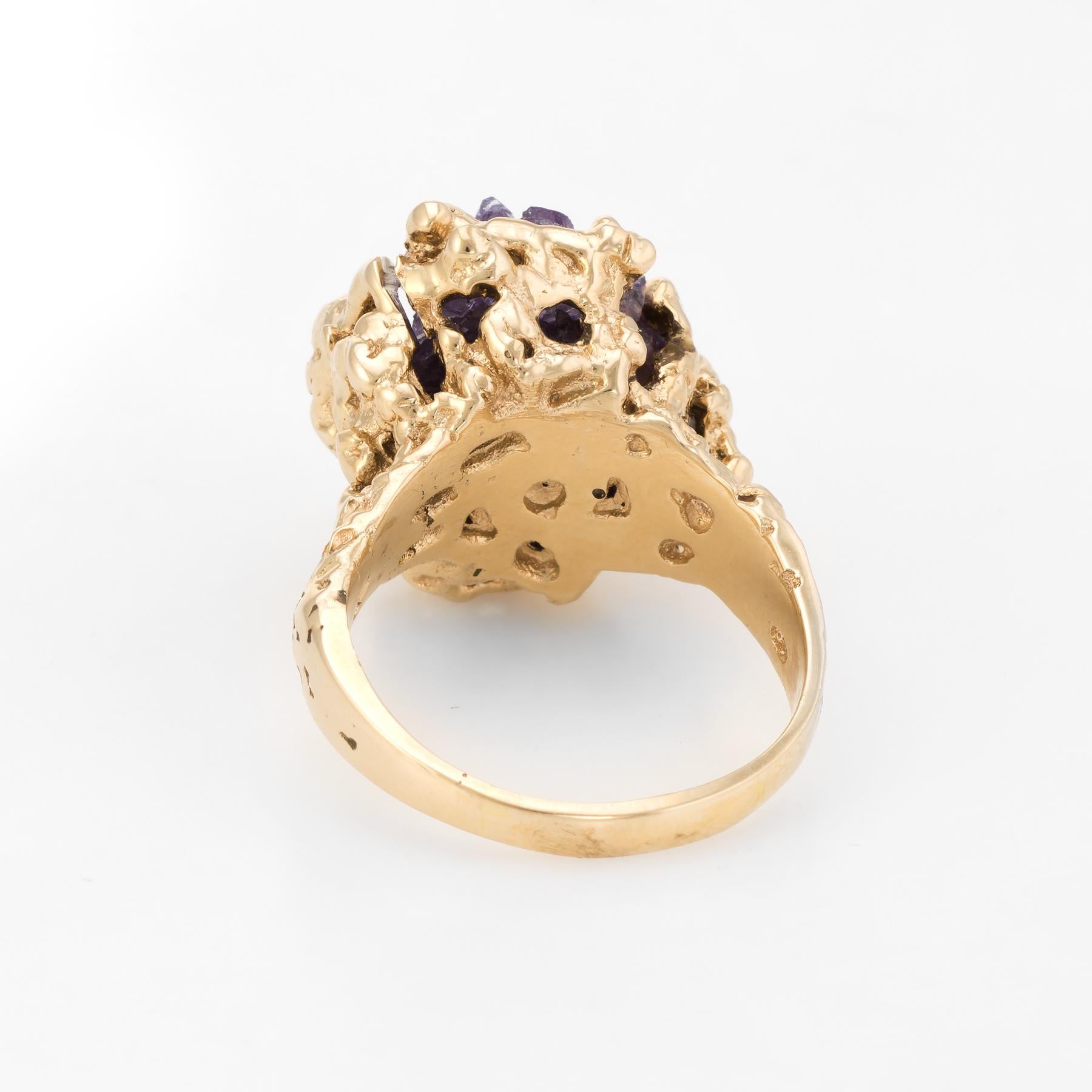 Vintage Amethyst Specimen Ring 14 Karat Gold Nugget Setting Estate Fine Jewelry 1