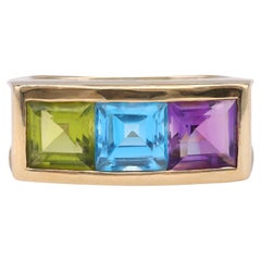 Vintage Amethyst Topaz Peridot 14k Yellow Gold Ring