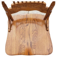 Vintage Amish Oak Country Pressed Back Spindle Chairs, a Set of 4