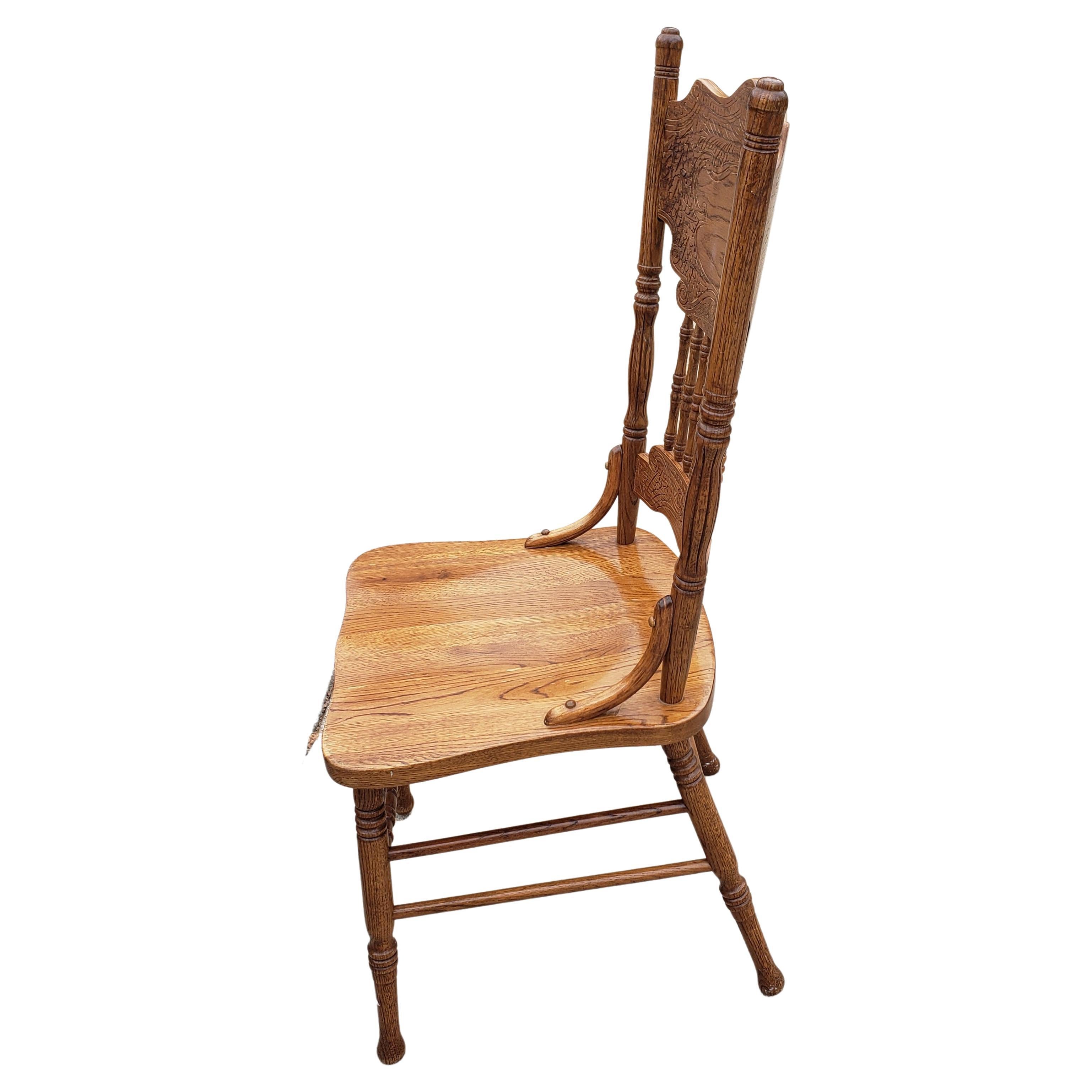 oak press back chairs