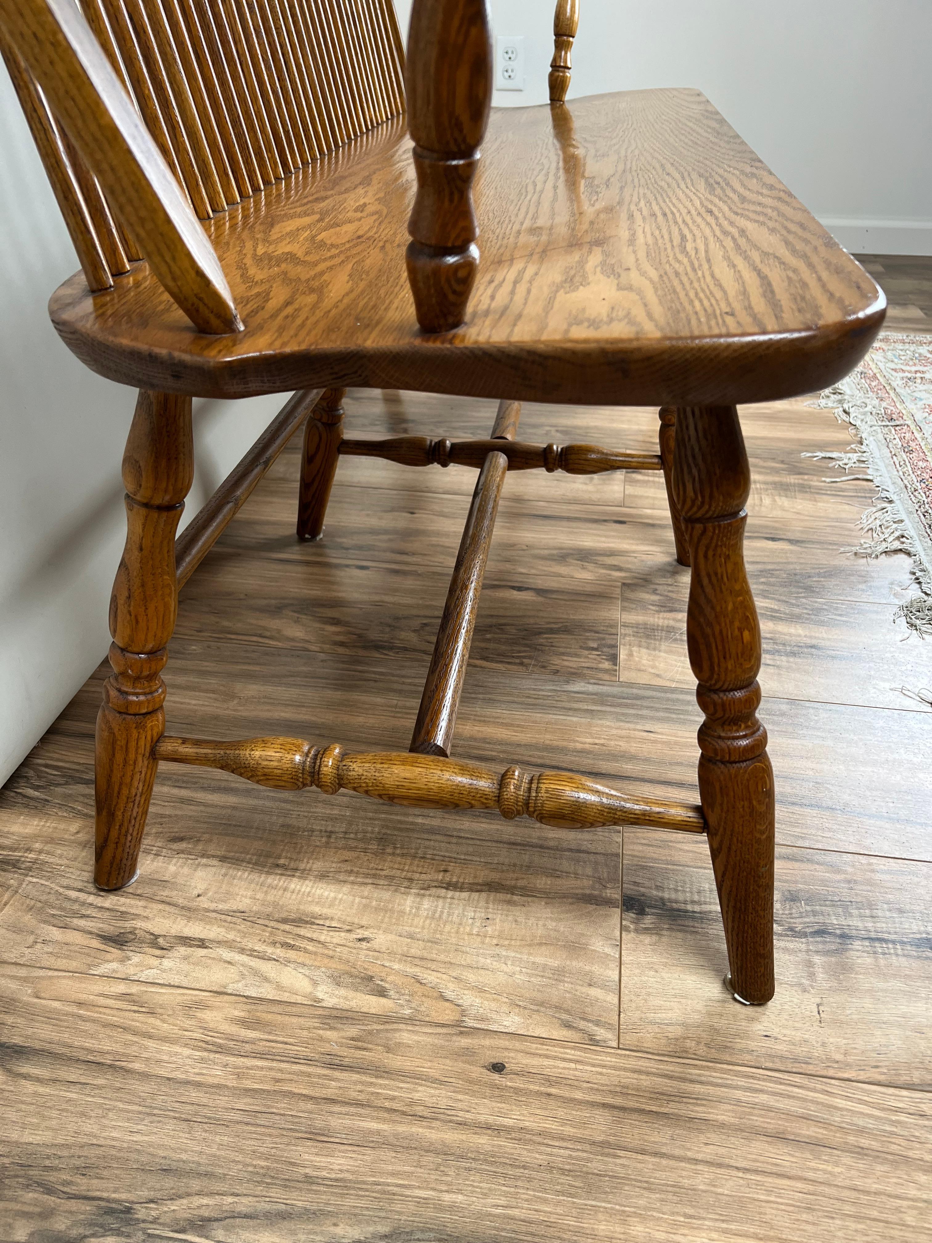 American Vintage Amish Oak Windsor Bench For Sale