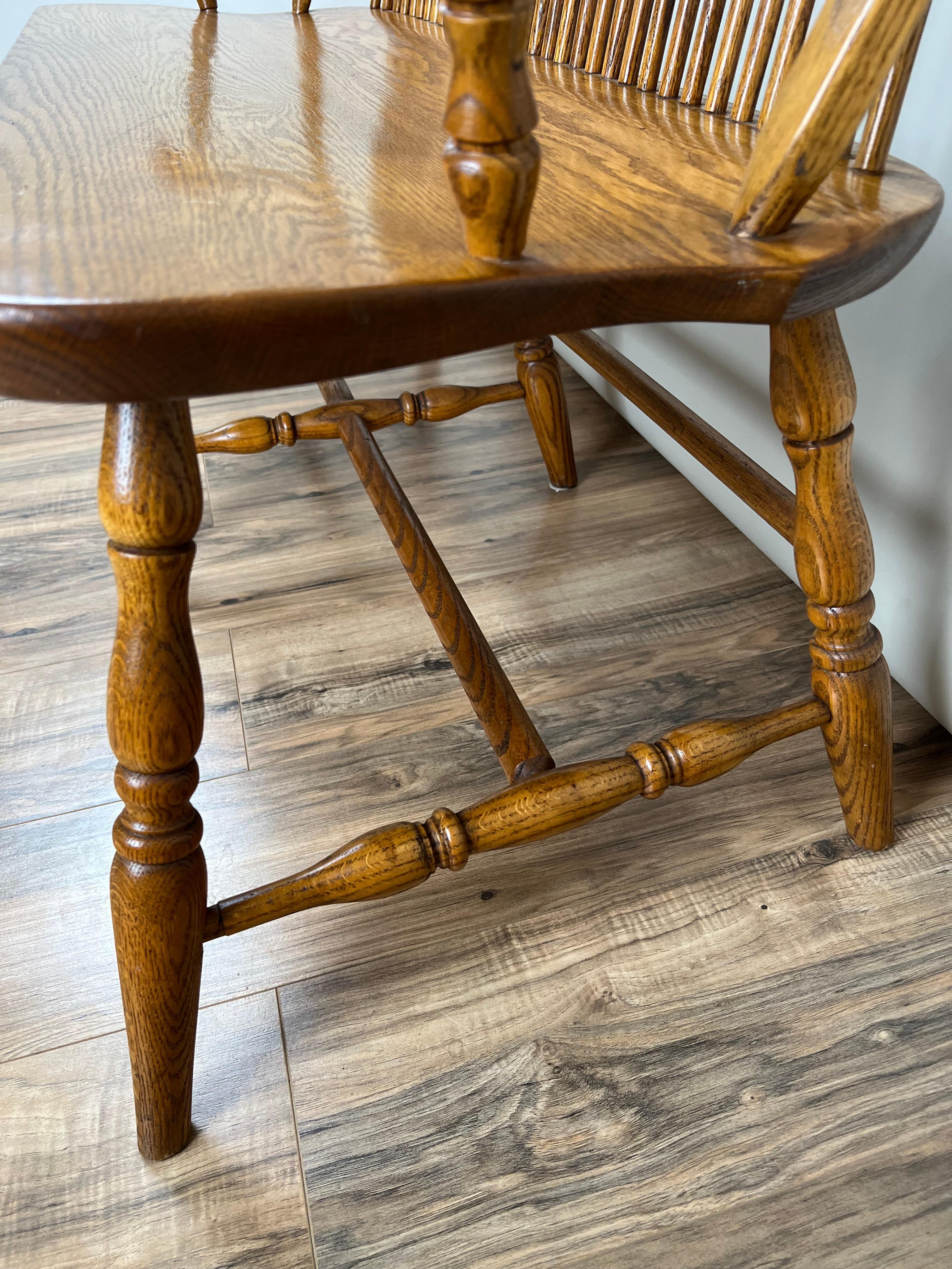 20th Century Vintage Amish Oak Windsor Bench For Sale
