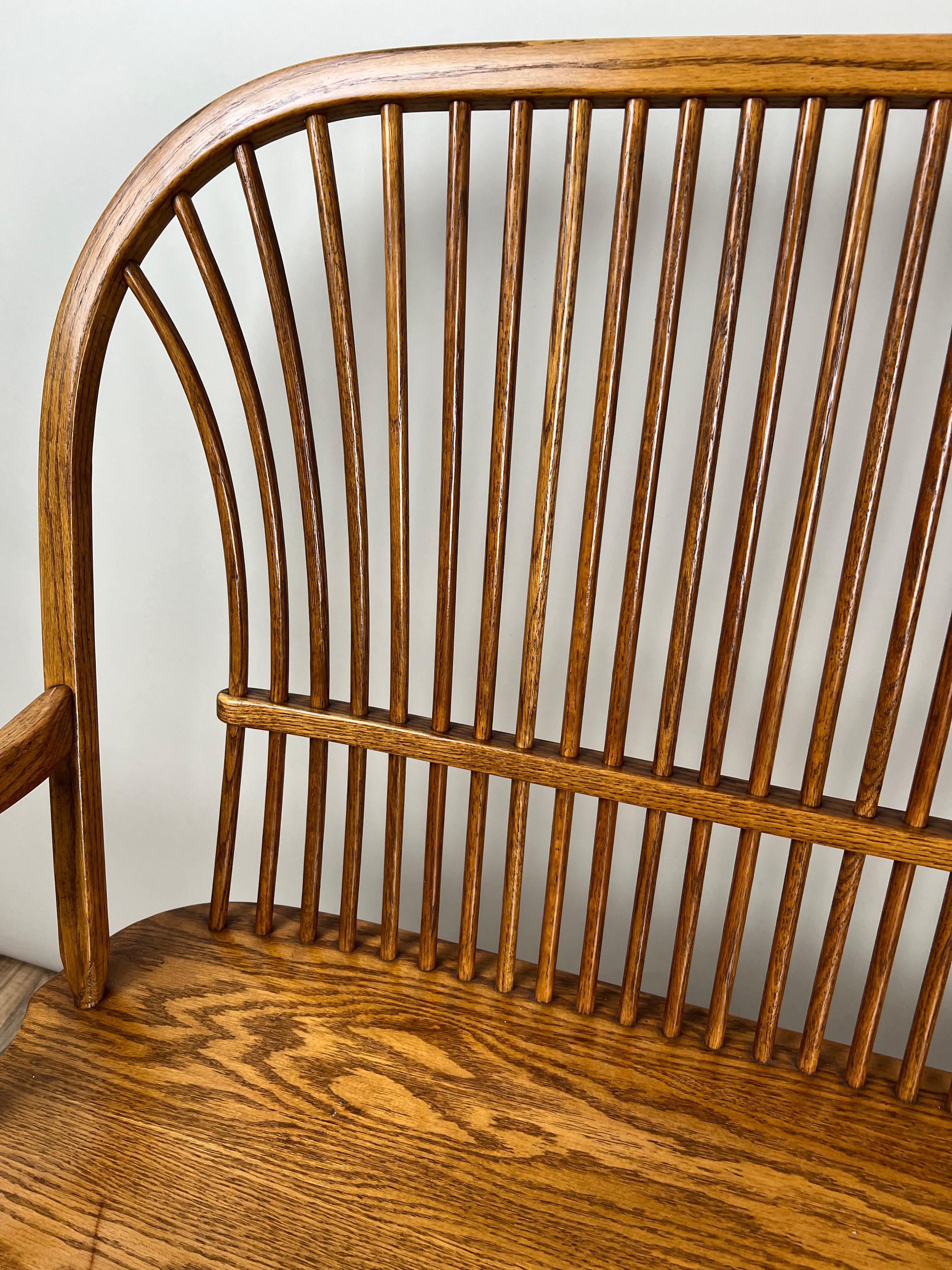 Vintage Amish Oak Windsor Bench For Sale 2