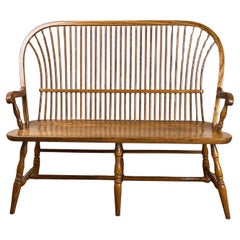 Vintage Amish Oak Windsor Bench