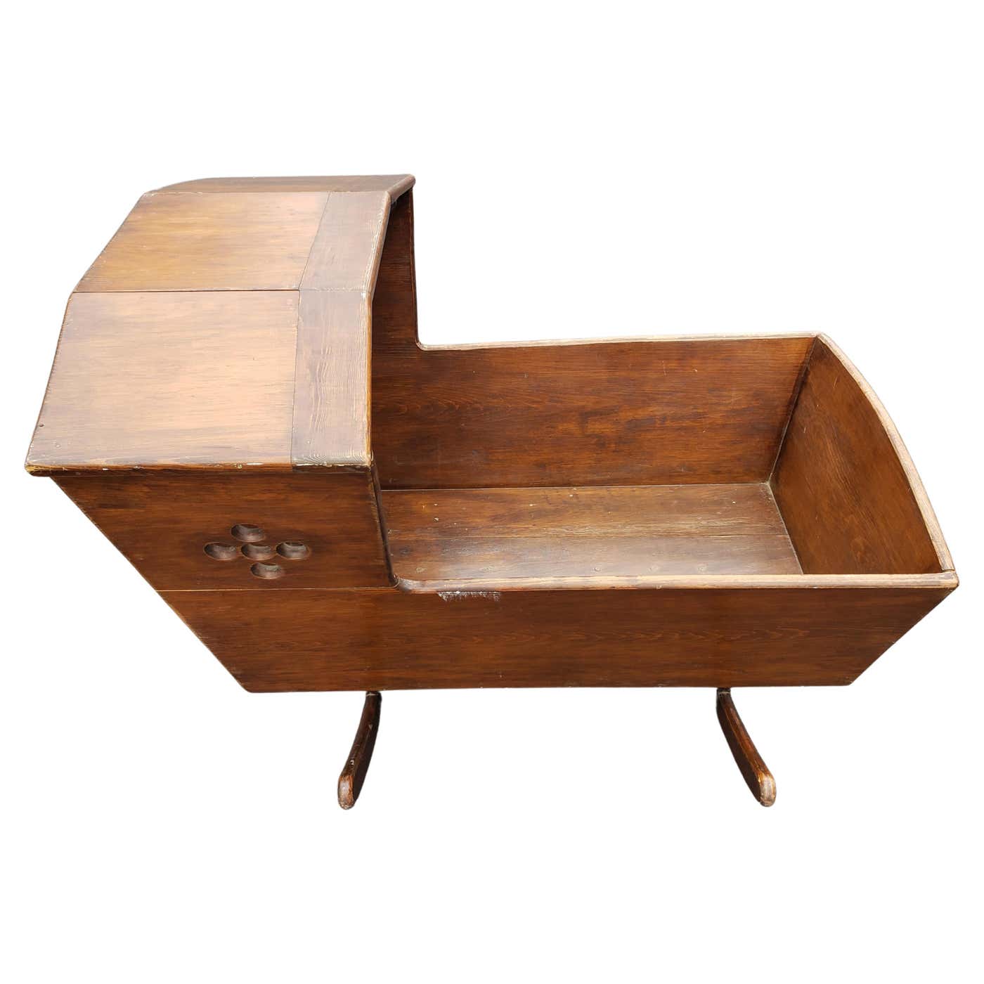 Vintage Amish Solid Cherry Rocking Cradle, Circa 1980s For Sale at ...