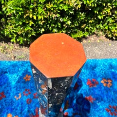 Vintage Ammonite and Orthoceras Fossil Marble Pedestal