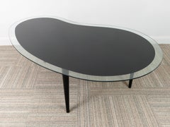 Vieille table basse Amoeba ou Rein en verre noir et transparent