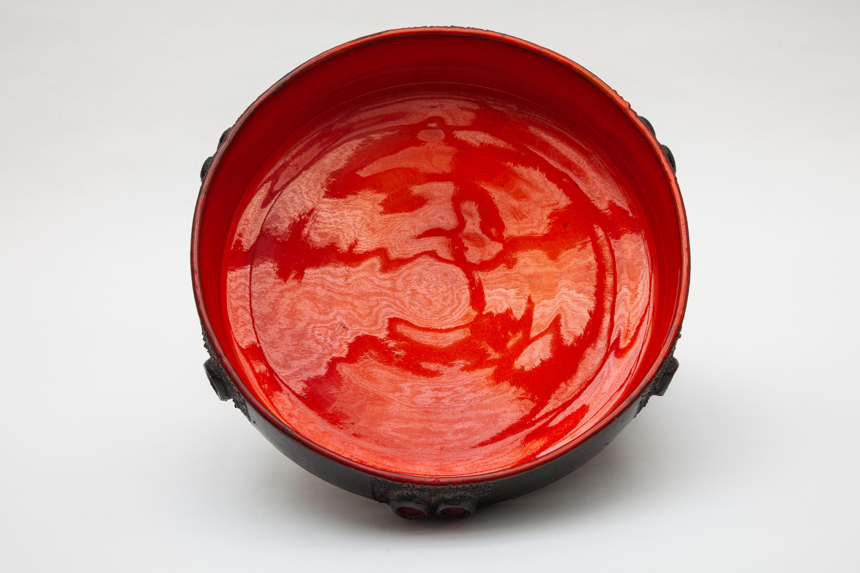Mid-Century Modern Vintage Amphora Red Glazed Ceramic Bowl Designed by Rogier Vandeweghe, 1960s