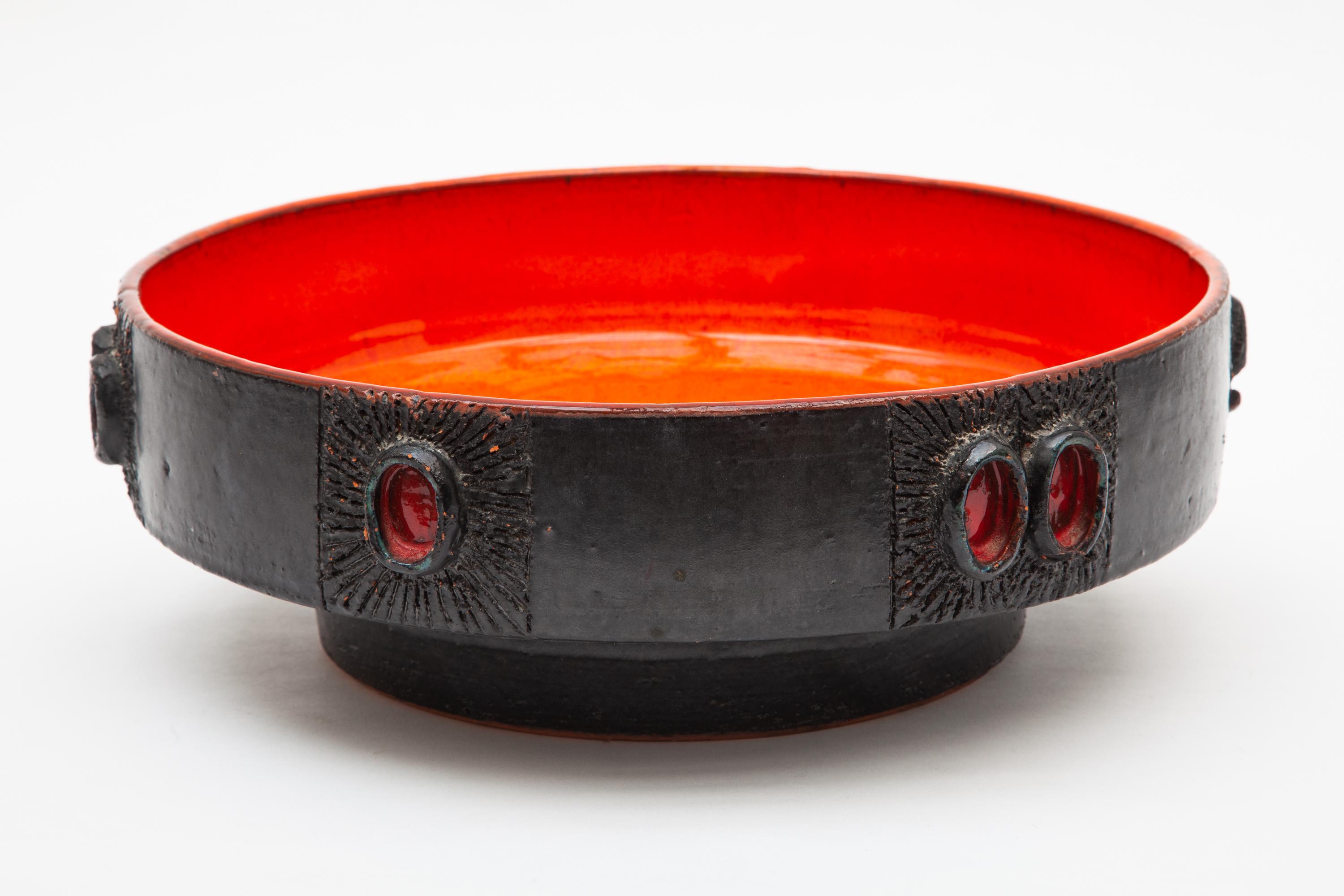 Belgian Vintage Amphora Red Glazed Ceramic Bowl Designed by Rogier Vandeweghe, 1960s