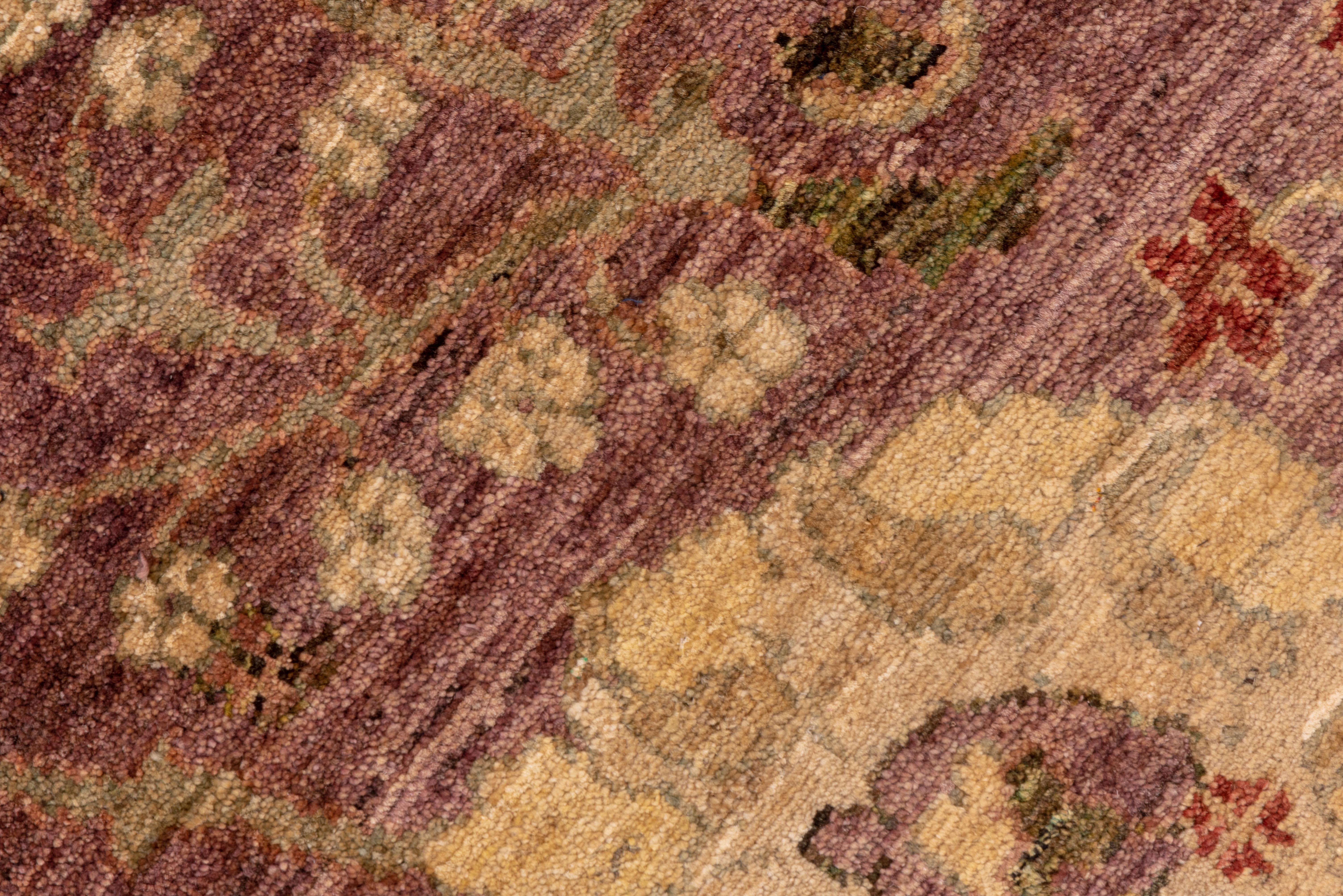Vintage Amritzar Teppich Rose Pflaume Feld mit Elfenbein Floral Baum Design (Wolle) im Angebot