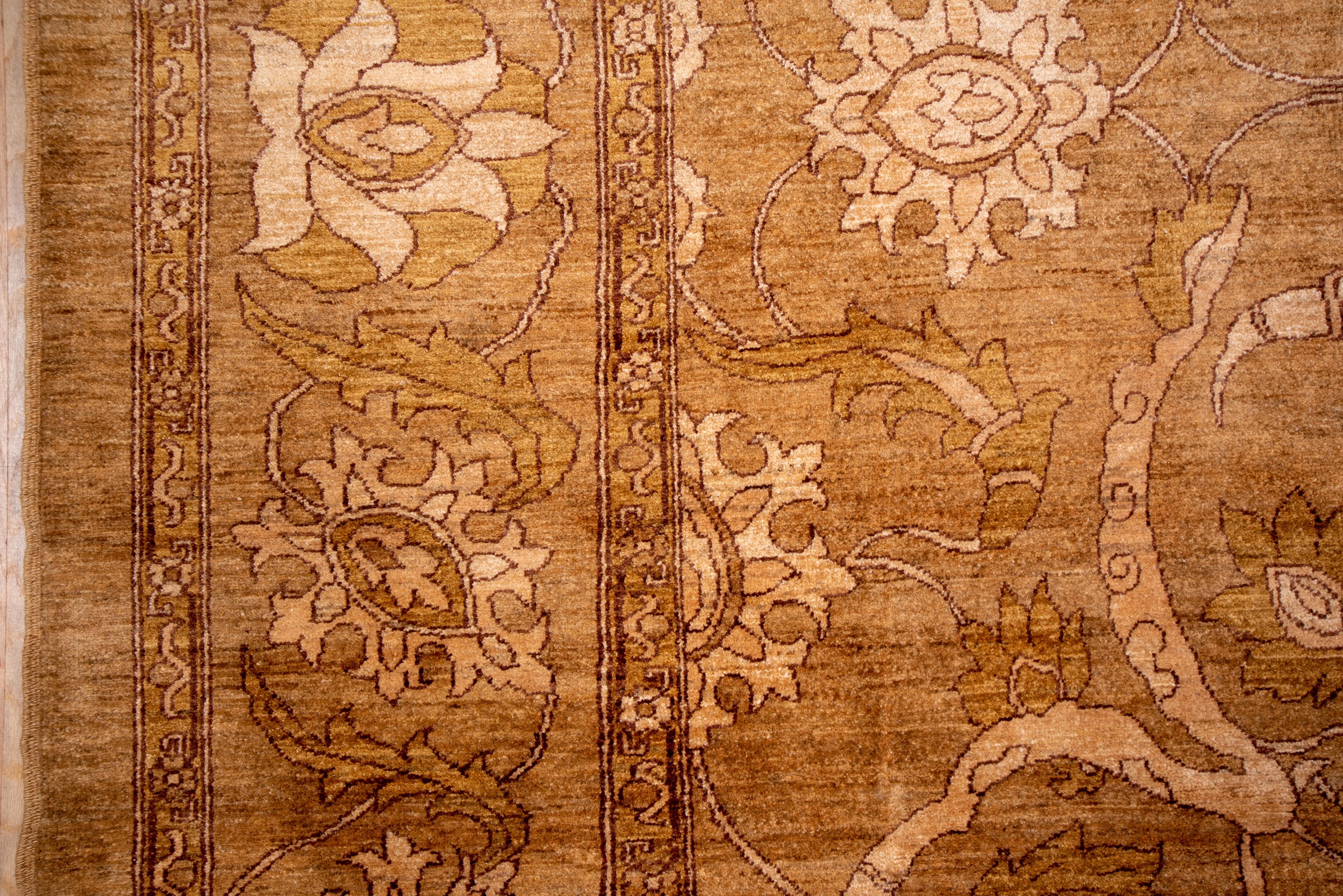 20th Century Vintage Amritzar Rug Warm Umber Field with Scrolling Vines and Lotus Palmettes For Sale