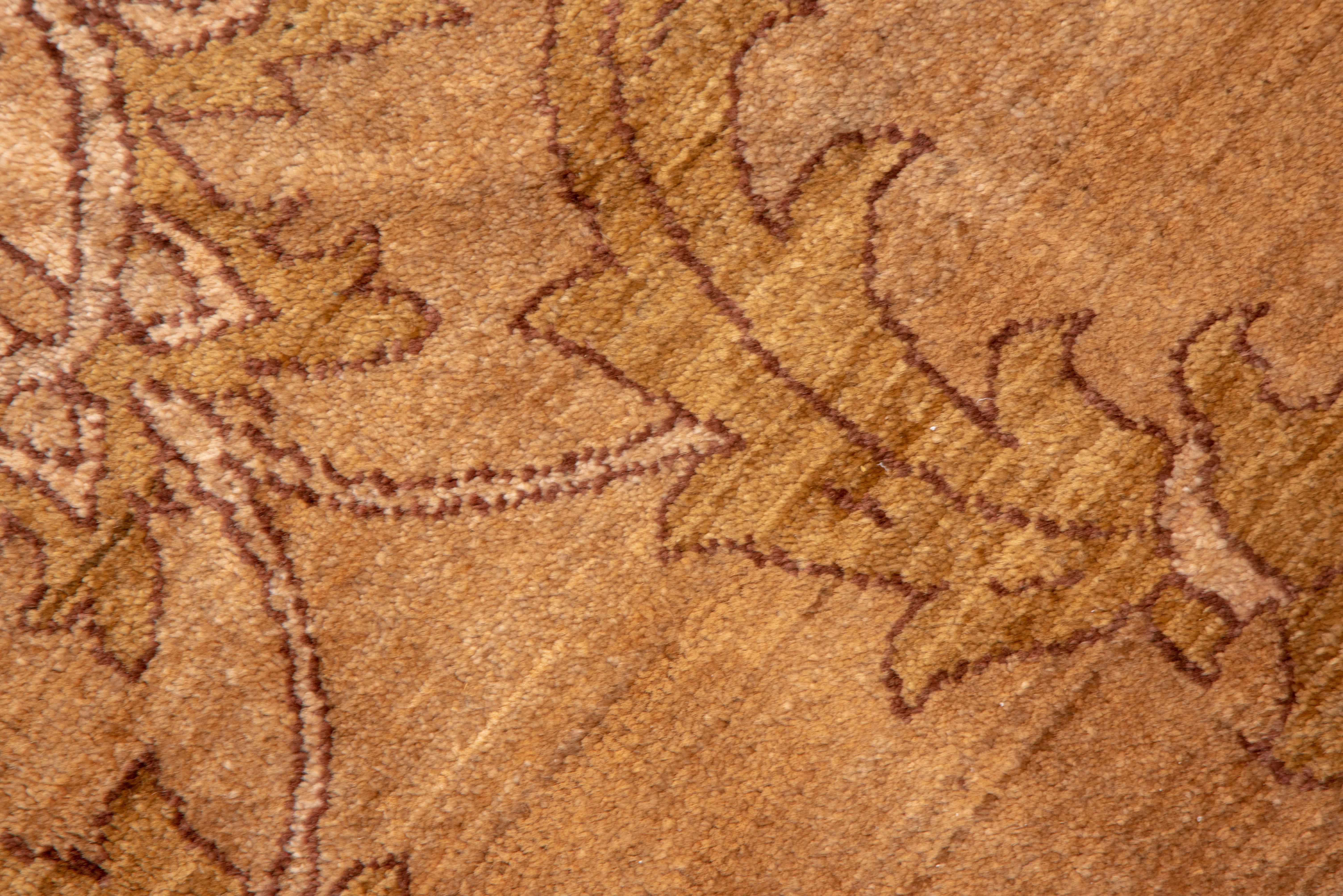 Wool Vintage Amritzar Rug Warm Umber Field with Scrolling Vines and Lotus Palmettes For Sale
