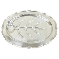 Vintage Amston Victorian Silver Plated Meat Cutlery Oval Serving Platter Tray