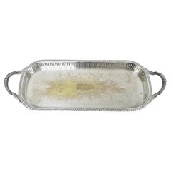 Vintage Amston Victorian Silver Plated Narrow Bar Tray Serving Platter