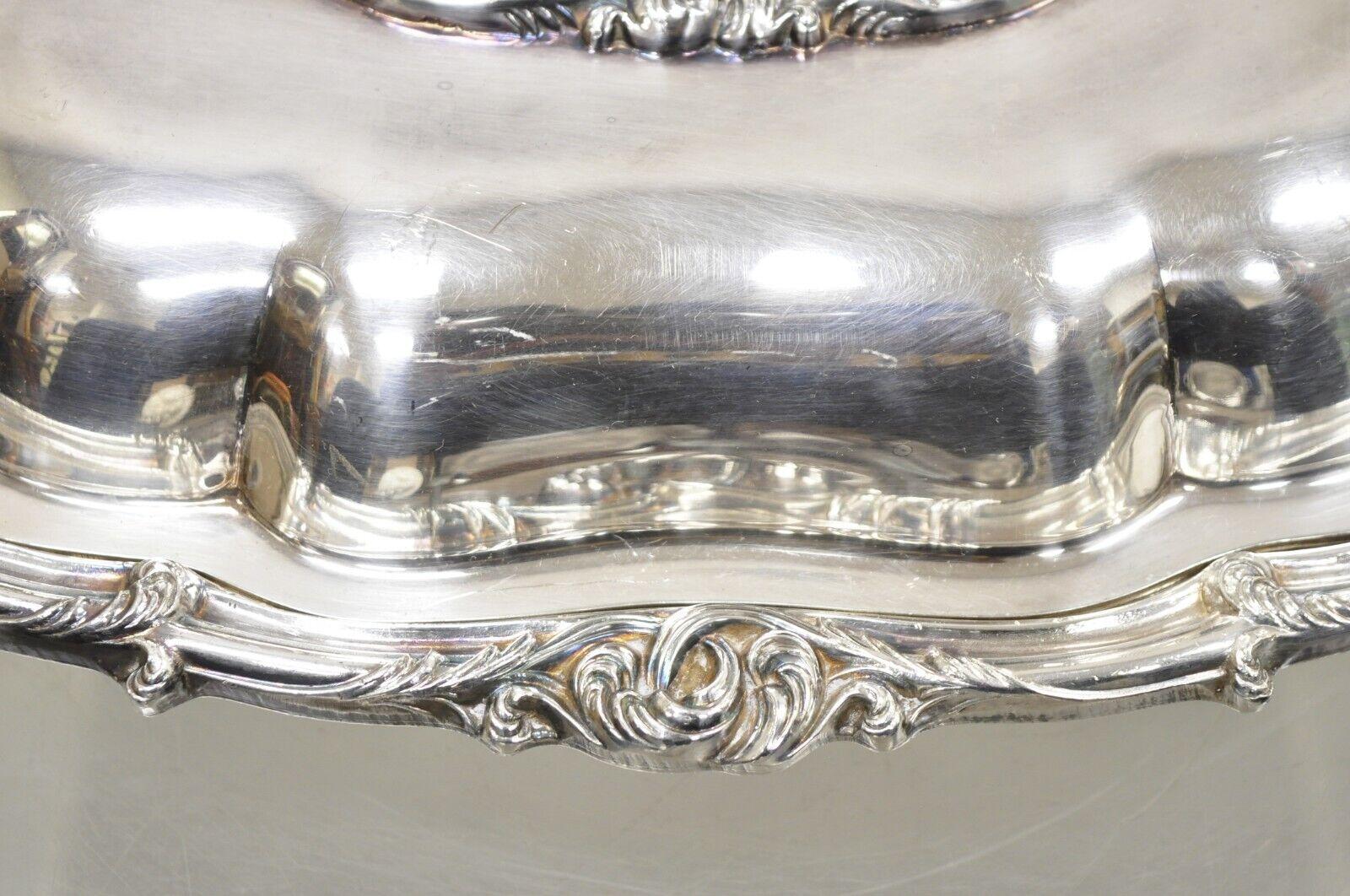 Silver Plate Vintage Amston Victorian Style Lidded Ornate Serving Dish Platter For Sale