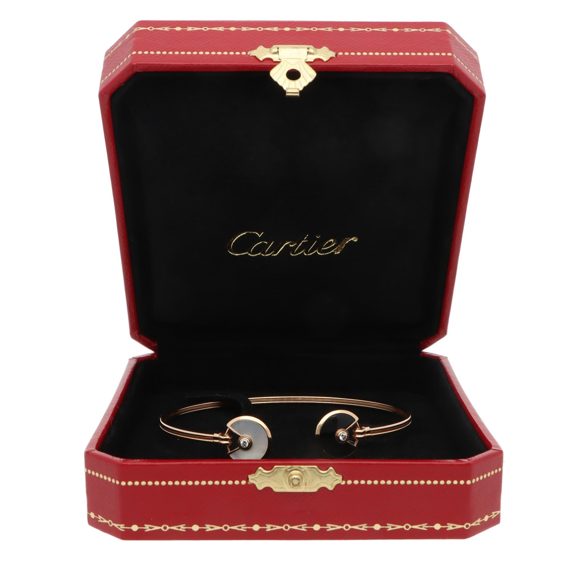 Brilliant Cut Vintage Amulette de Cartier Open Bracelet in Rose Gold