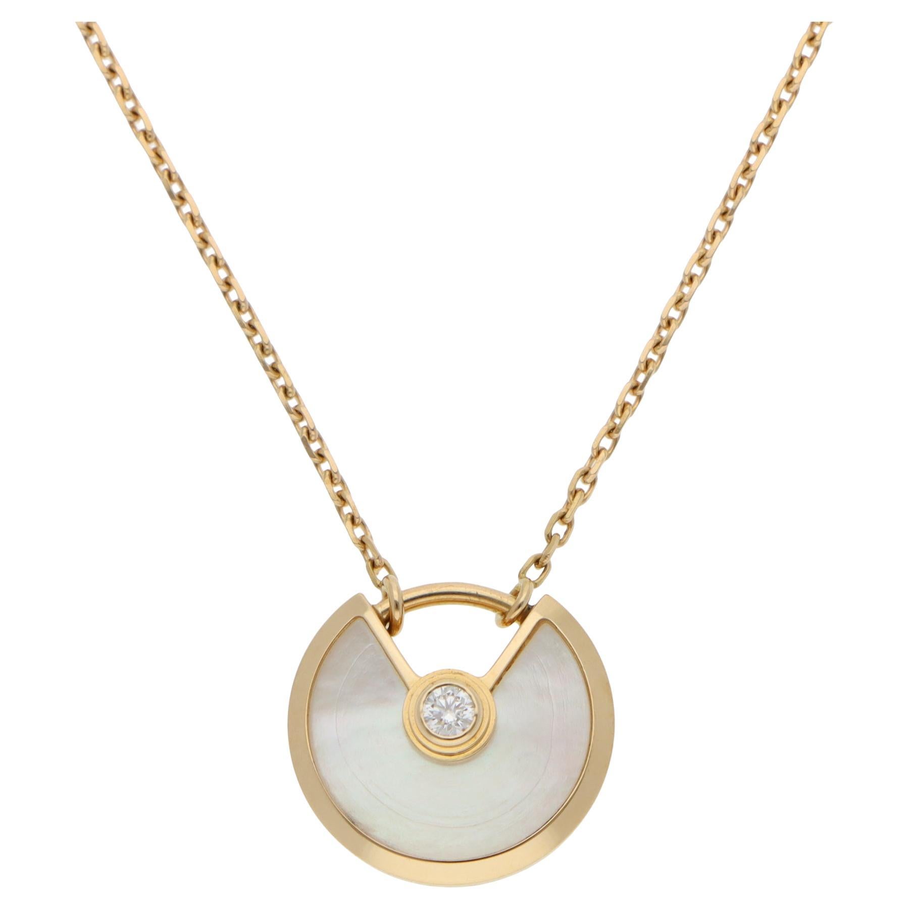 Vintage Amulette de Cartier XS Shell and Diamond Necklace