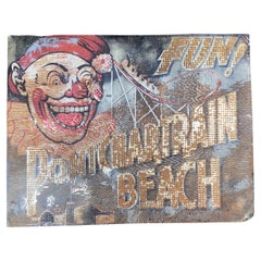 Vintage Amusement Park Tin Sign Lake Ponchartrain New Orleans Roller Coaster