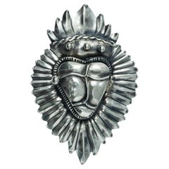 Vintage Anabel Higgins Plata Milagro Broche de corazón con bisagra