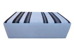 Vintage Anatolian Berber Kilim Wool & French Linen Cocktail Ottoman/Bench