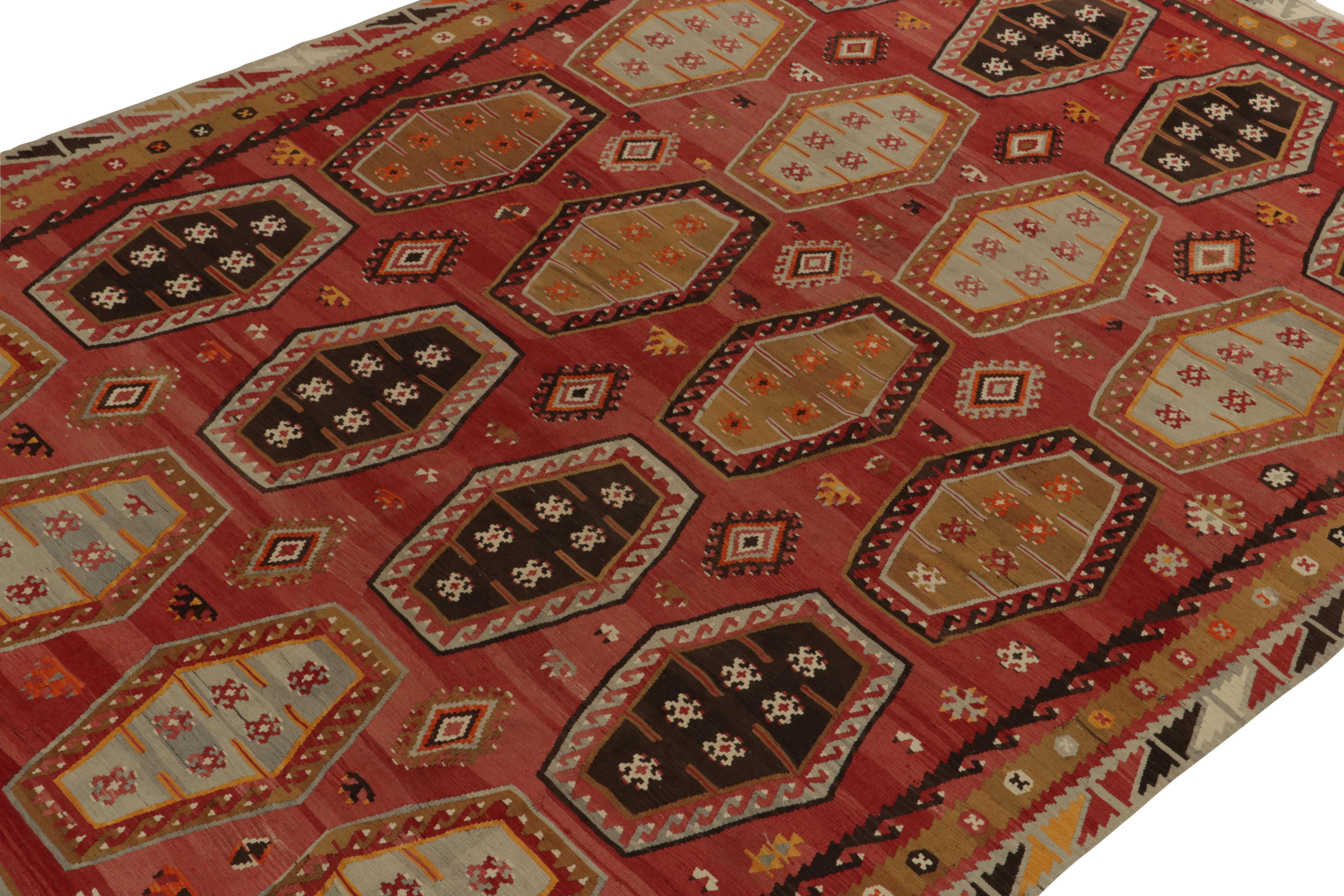 Vintage Turkish Kilim rug in Beige-Brown Tribal Geometric Pattern In Good Condition For Sale In Long Island City, NY