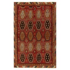 Tapis Kilim turc vintage à motif géométrique tribal beige-marron