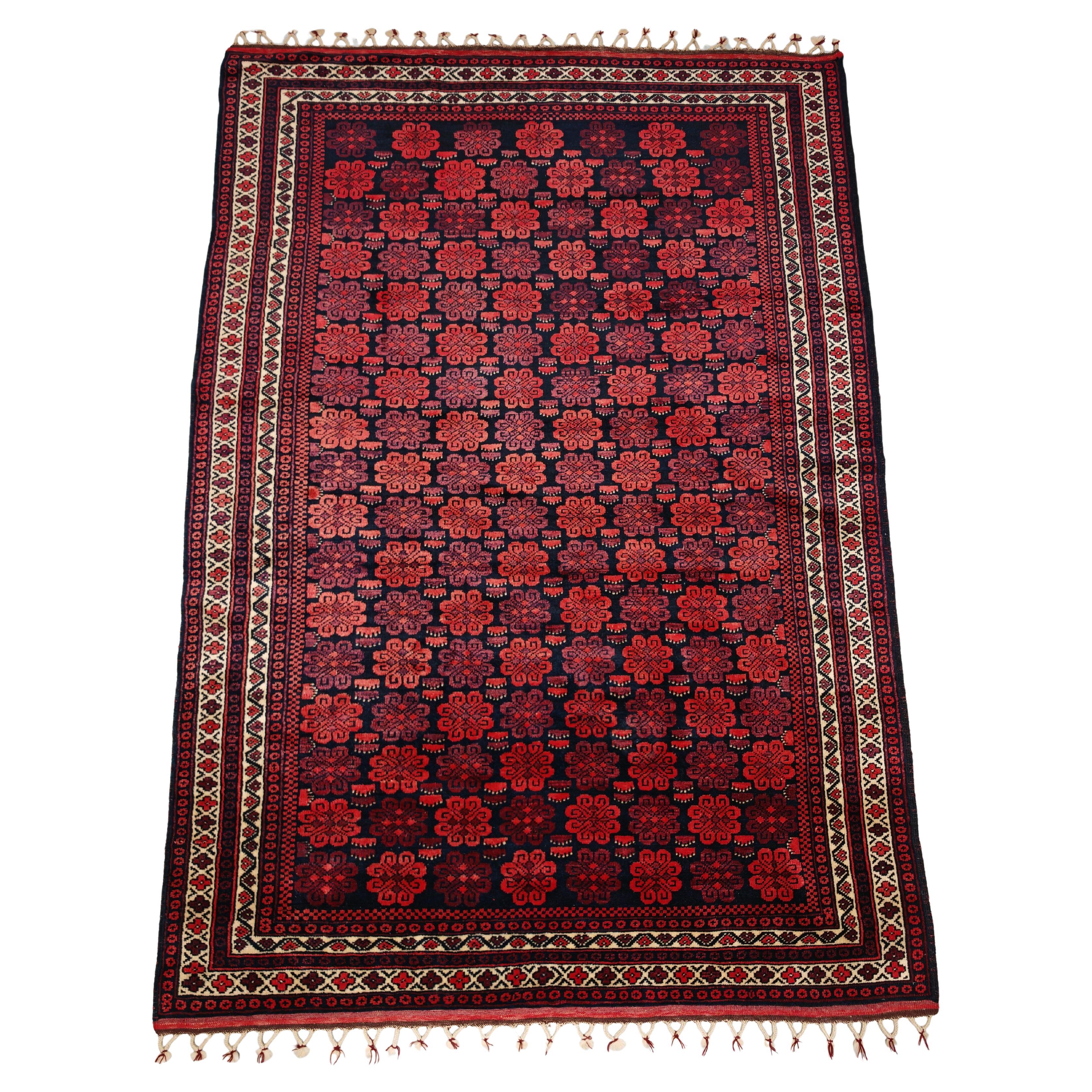 Vintage Anatolischer handgeknüpfter Yagcibedir Teppich mit floralem Muster, Türkei 1940er Jahre