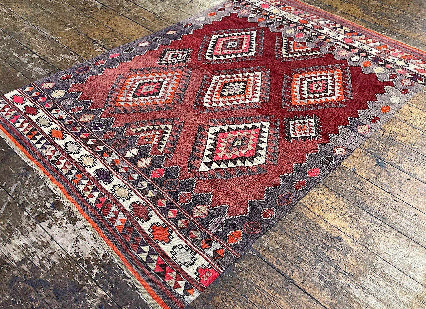 Wool Vintage Anatolian Kilim 2.50m x 1.70m For Sale