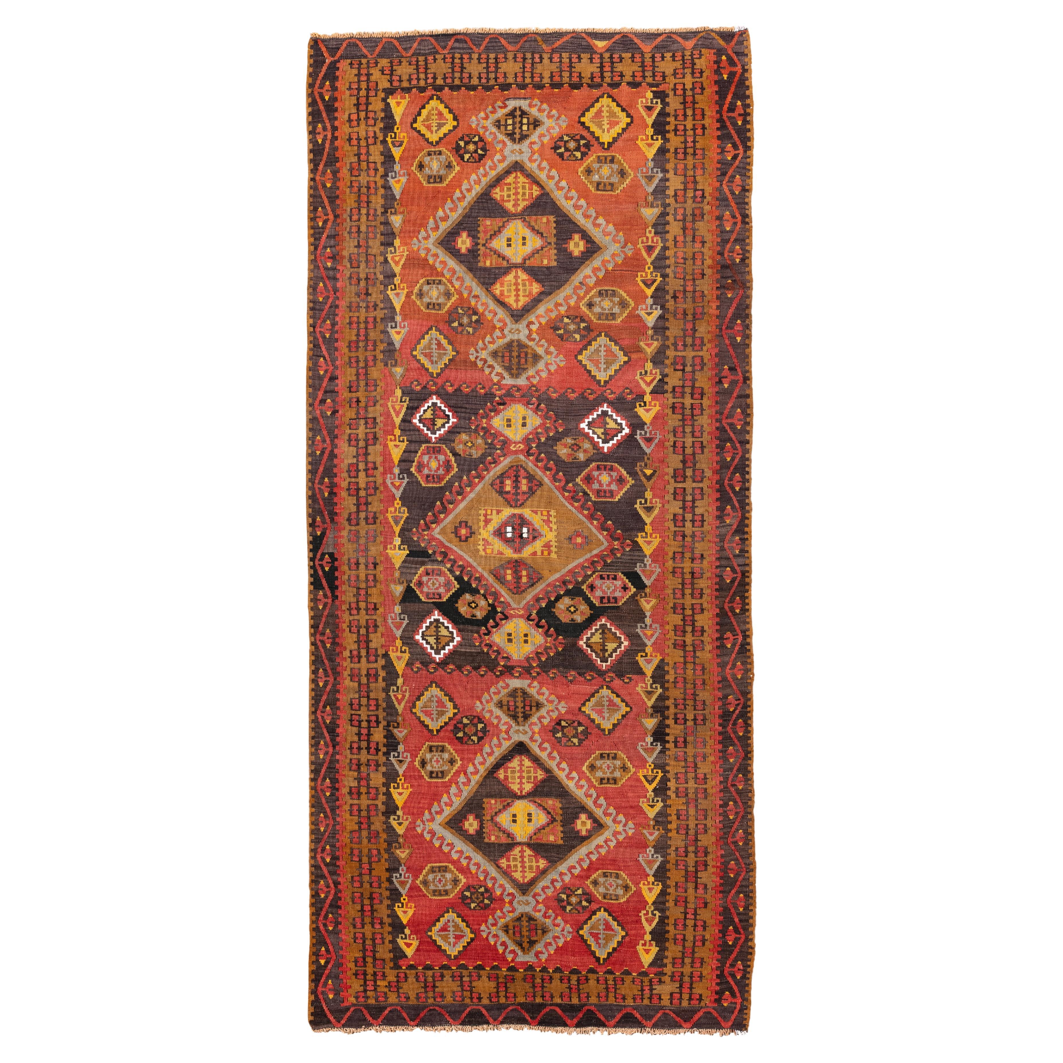 Rug & Kilim vintage dell'Anatolia con disegno a scala di medaglioni in vendita