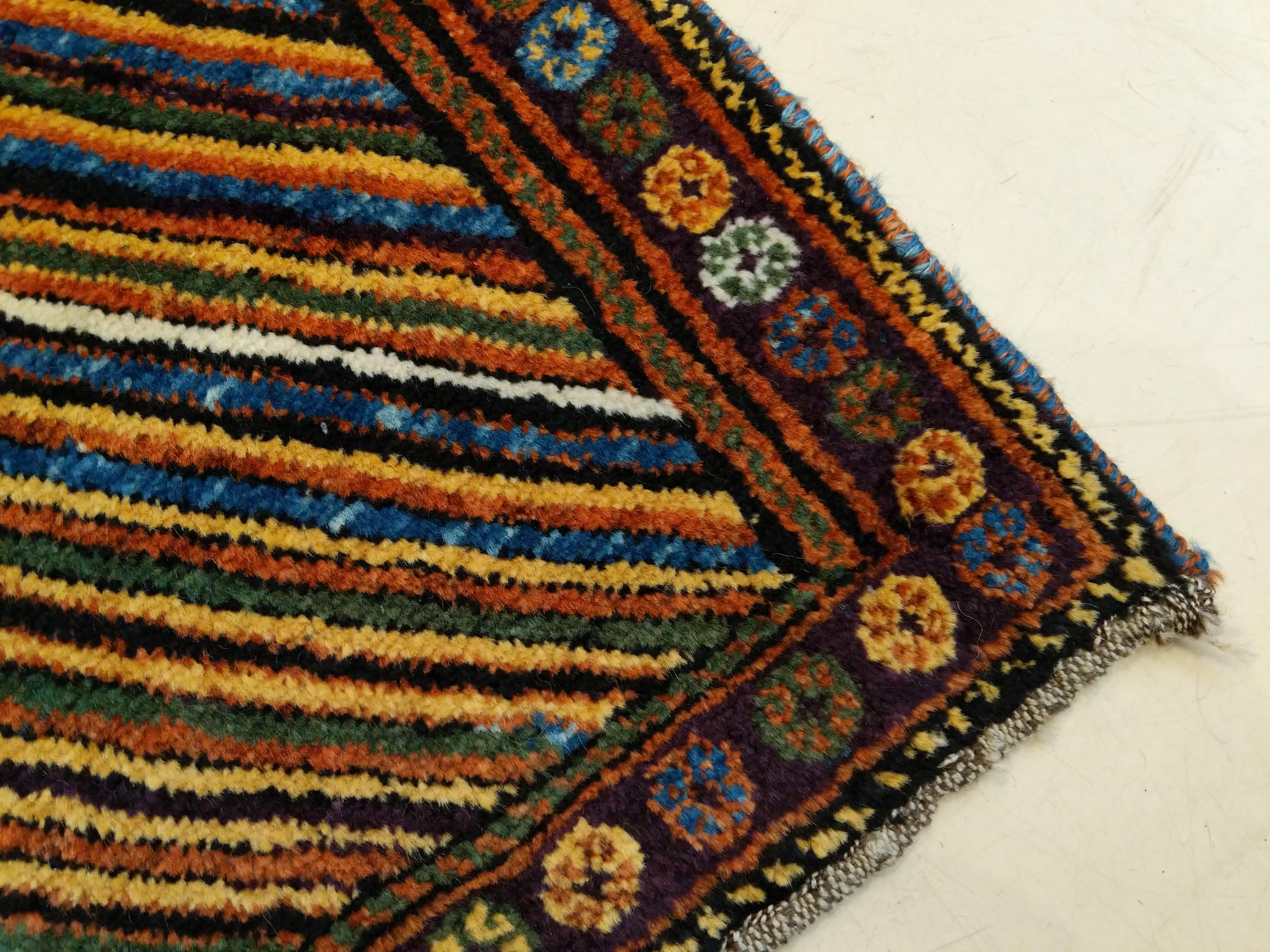 Tulu Vintage Anatolian Kurdish Rug with Rainbow Pattern For Sale