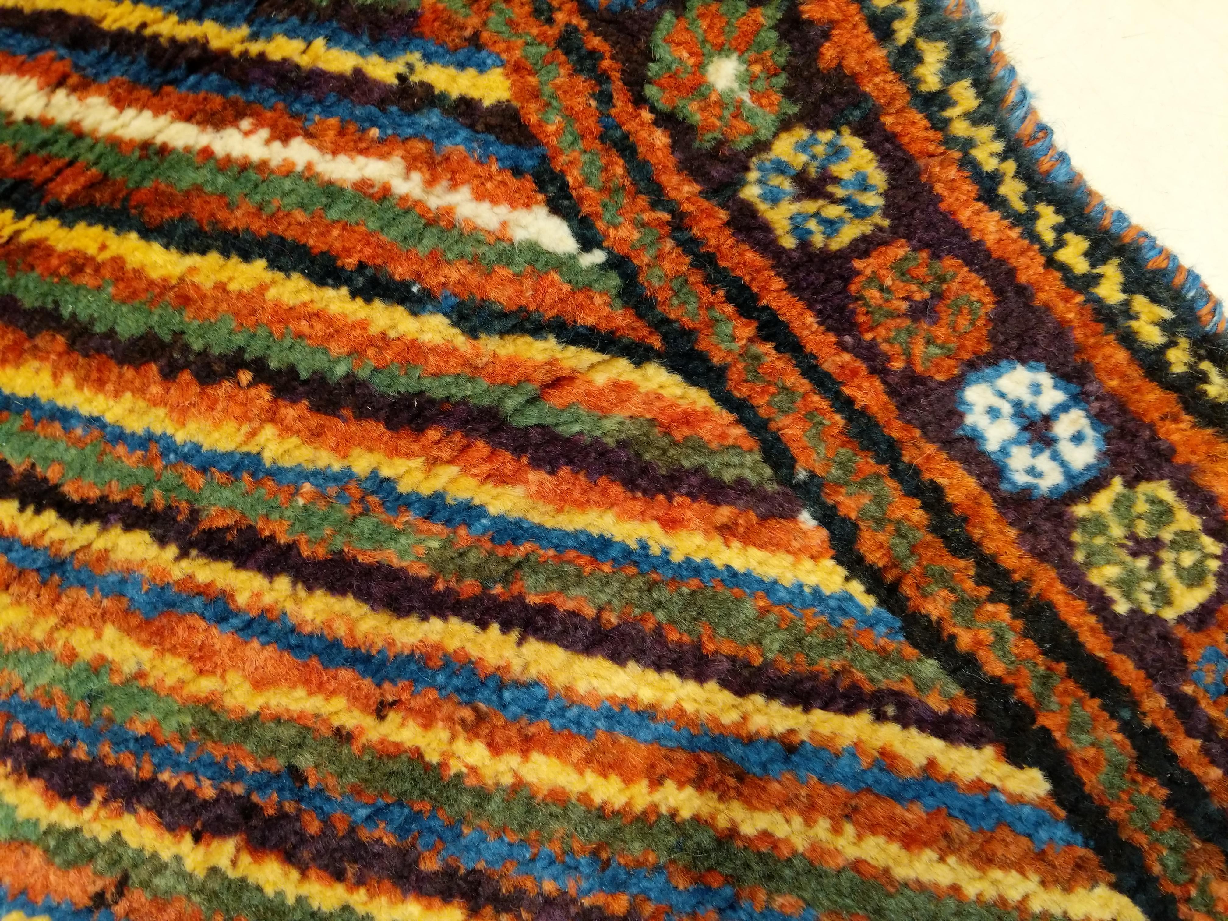 Wool Vintage Anatolian Kurdish Rug with Rainbow Pattern For Sale