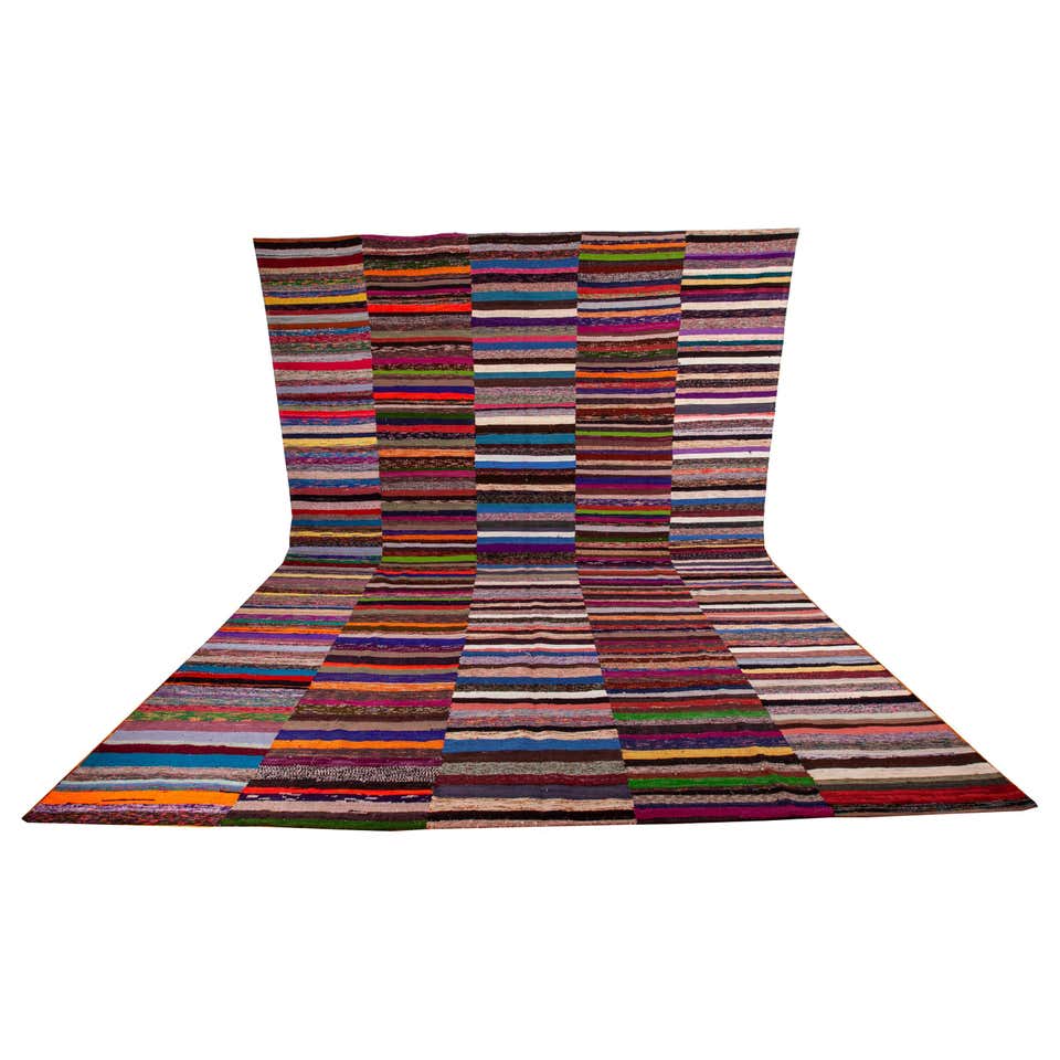 Vintage Anatolian Large Rag Rug, Mid-20th Century For Sale at 1stDibs