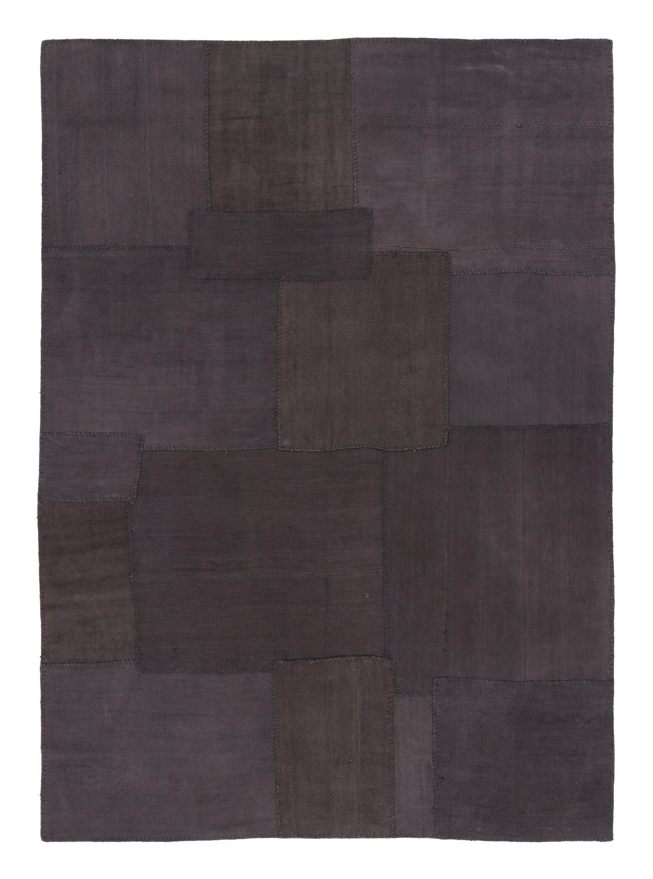Vintage Turkish Patchwork Rug, in Brown and Charcoal Tones - Rug & Kilim For Sale