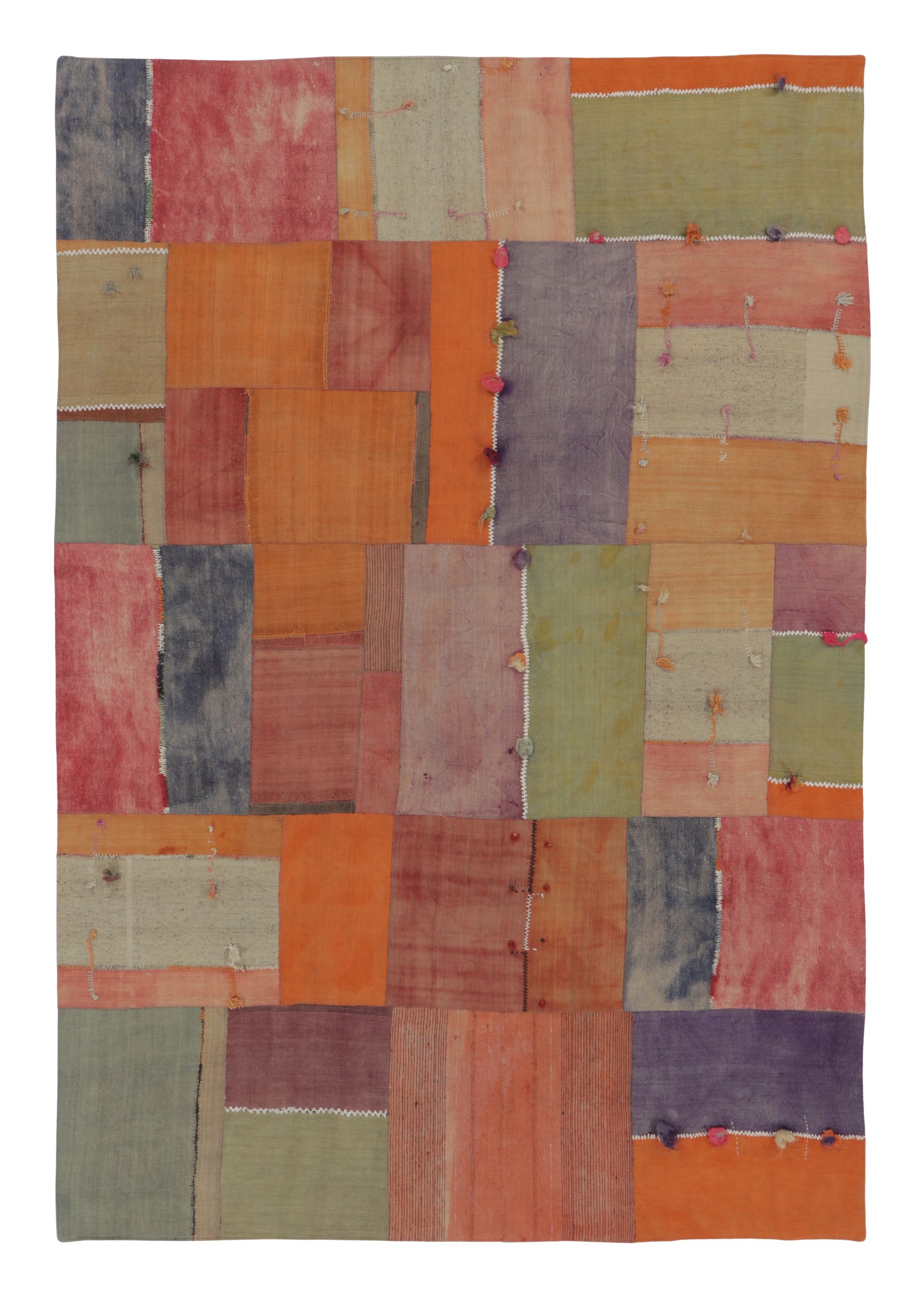 Vintage Turkish Patchwork Rug in Polychromatic Geometric Design - Rug & Kilim