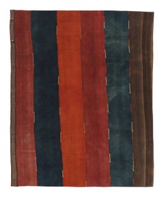 Vintage Turkish Patchwork Rug Kilim with Red and Blue Stripes - Rug & Kilim